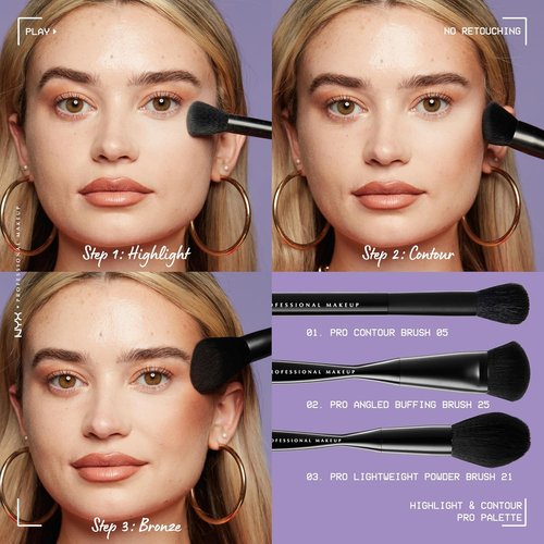 NYX PROFESSIONAL MAKEUP Highlight & Contour Pro Palette - Versatile Shades for Flawless Definition
