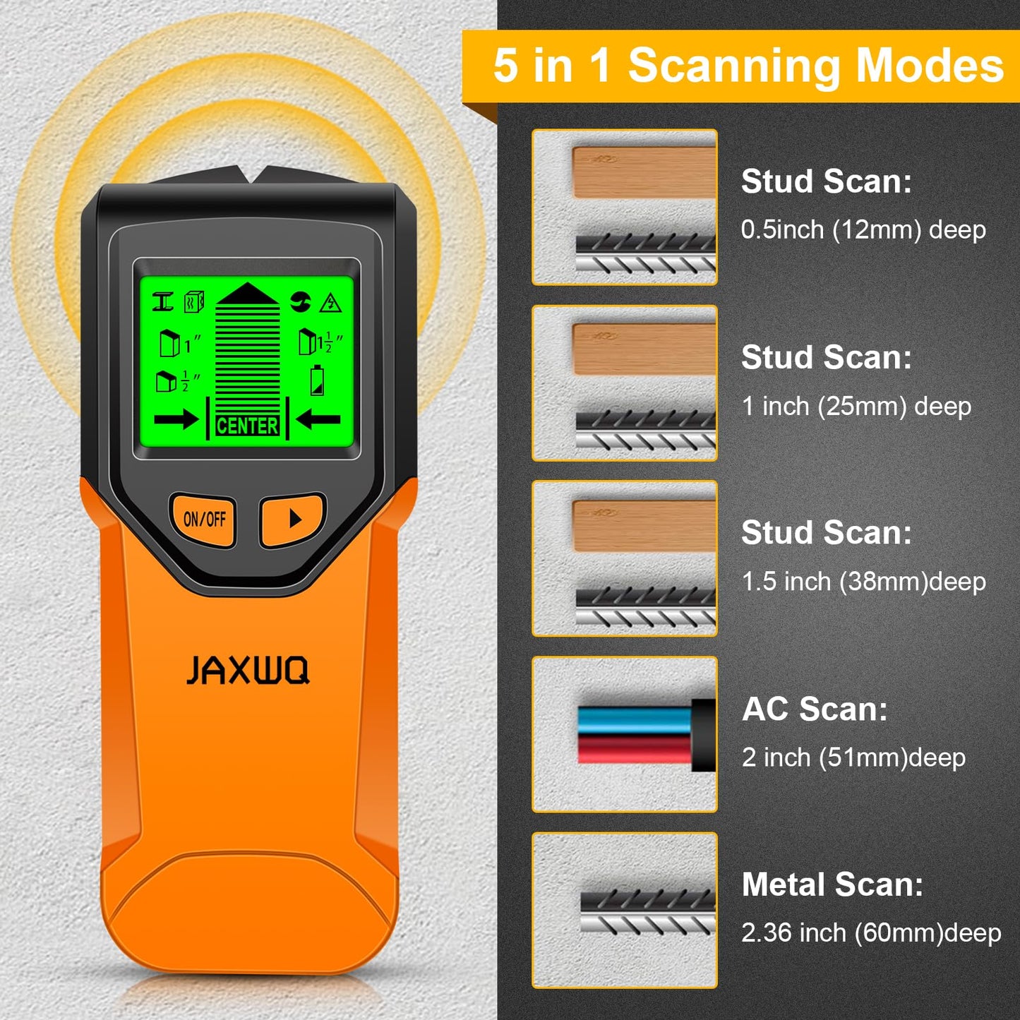 Stud Finder Wall Scanner - 5 in 1 Stud Finder Tool w/Smart Chip and HD LCD Display, Stud Detector Beam Finders for the Center and Edge of Wood AC Wire Metal Studs Joist Pipe (‎Dark Aqua)