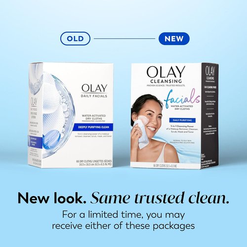 Olay Makeup Remover Wipes - Deep Clean Daily Facial Cleanser for Normal to Oily Skin | 66 Count