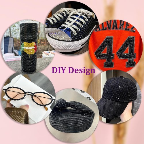 Resin Rhinestones for Crafting with 3Pcs 10ml B7000 Jewelry Glue, 2 Boxes Black Flatback Gems Crystals Diamond for Bedazzling Crafts DIY Nail Art Makeup,Gems for Clothing Tumblers Shoes