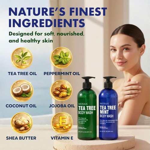 Anatolia Daphne Tea Tree Body Wash - Soothing Gel with Vitamin E for Jock Itch & Eczema | 20.2 FL Oz (Pack of 2)