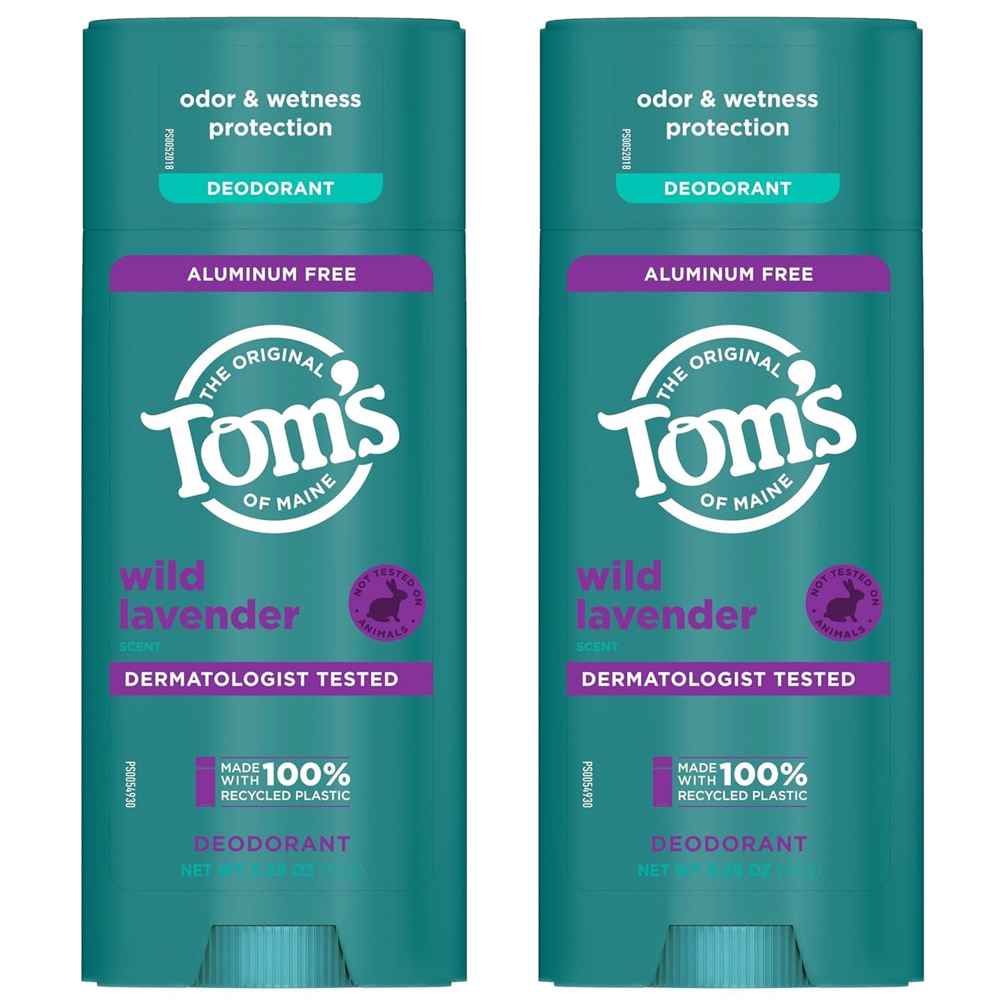 Tom’s of Maine Wild Lavender Natural Deodorant - Aluminum Free, 48-Hour Odor Protection | 3.25 oz (2 Pack)