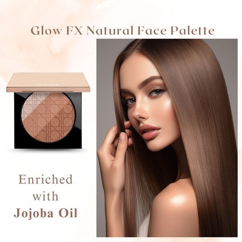 GA-DE Glow FX Natural Face Palette - Blush, Bronzer & Highlighter - Jojoba Oil Infused - 0.42 oz
