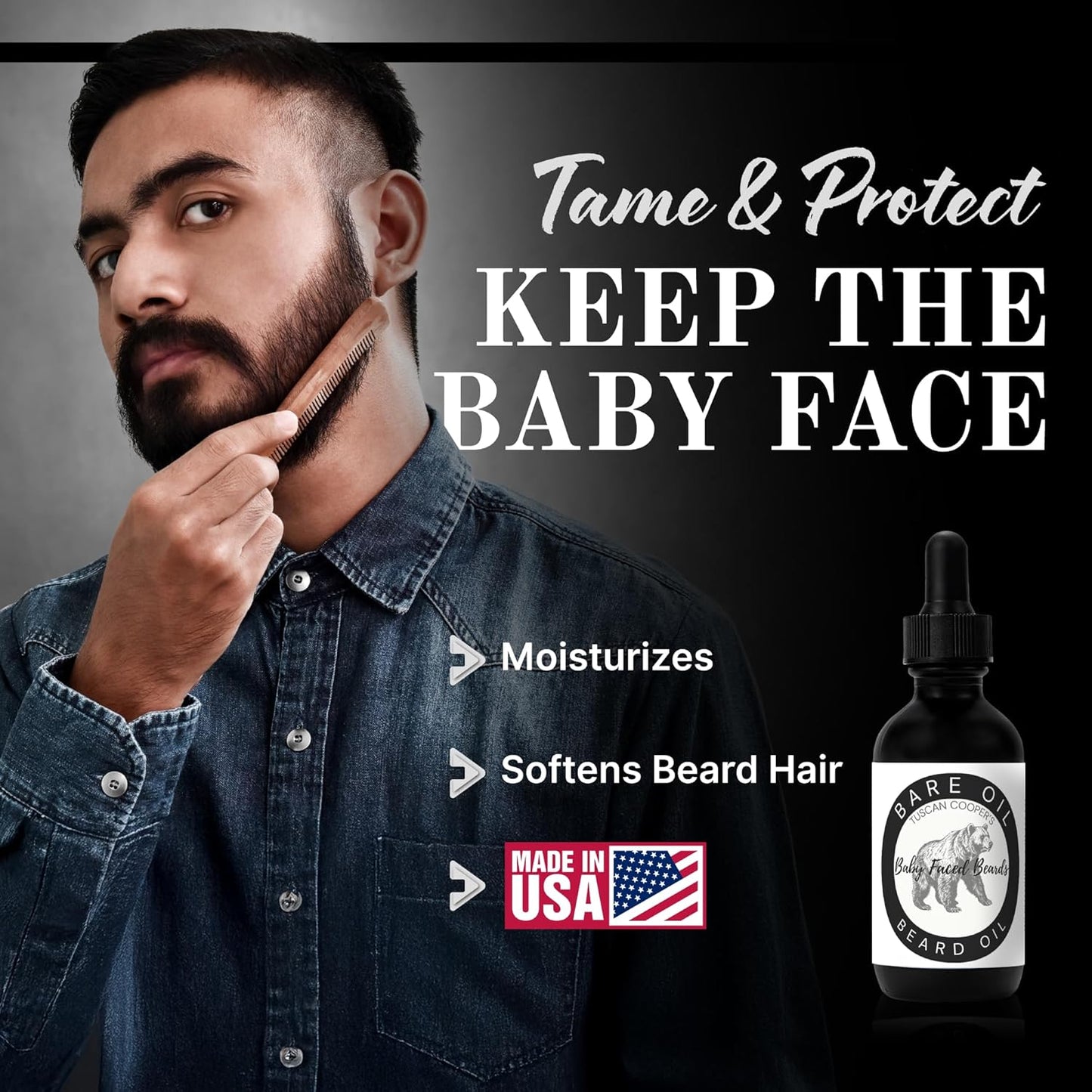 Tuscan Cooper's Beard Oil for Men - Hydrating & Nourishing Natural Softener | Unscented Coconut, Jojoba & Almond