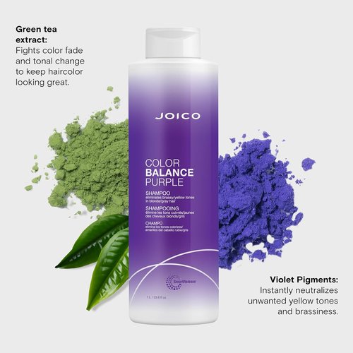 Joico Color Balance Purple Shampoo - Eliminate Brassy Tones & Boost Shine | UV Protection with Rosehip Oil & Green Tea Extract