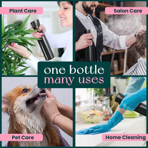 BeautifyBeauties Hair Spray Bottle – Ultra Fine Continuous Water Mister for Hairstyling, Cleaning, Plants, Misting & Skin Care (Black)