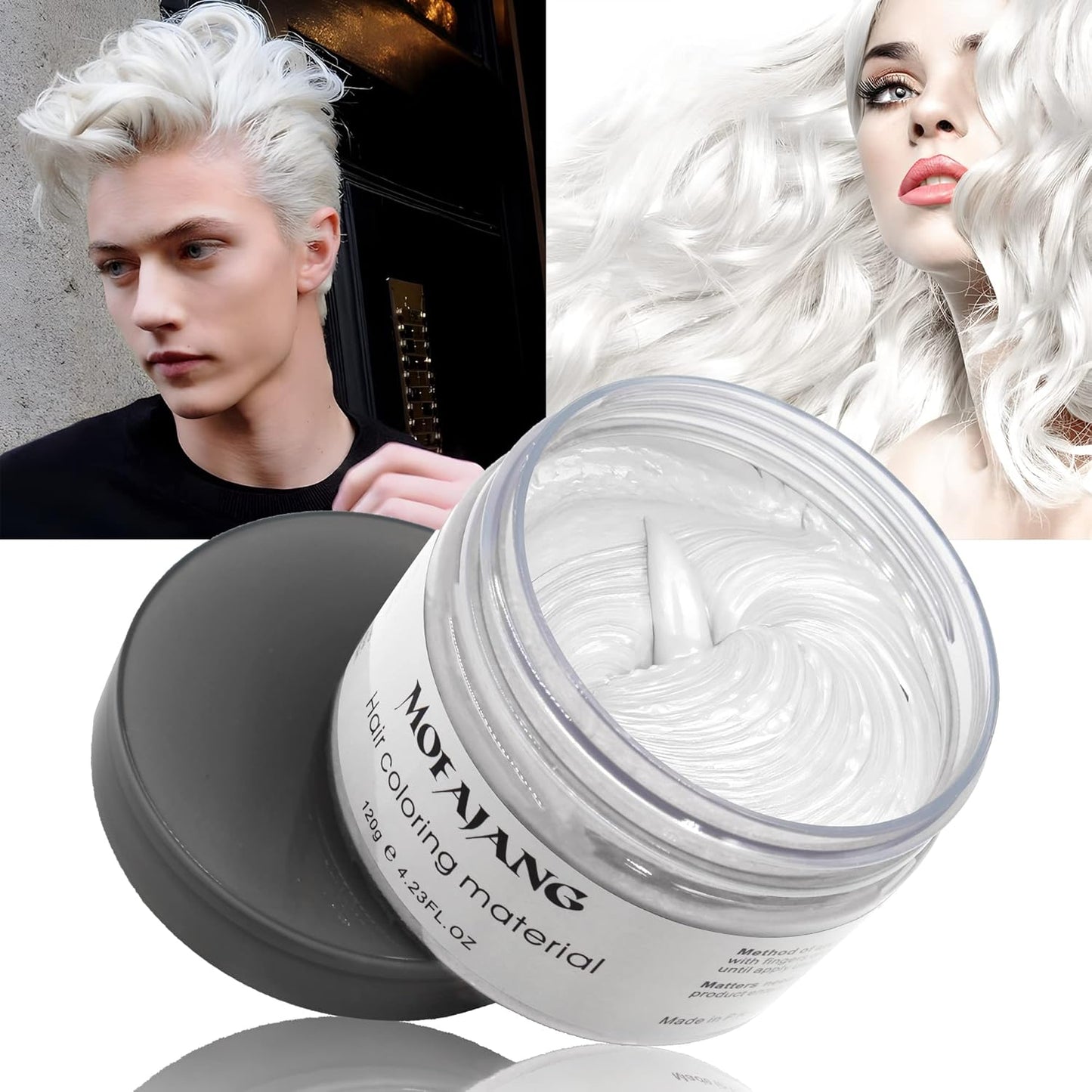 White Hair Color Wax by [Brand Name] - 4.23 oz Natural Styling Pomade for Cosplay & Parties