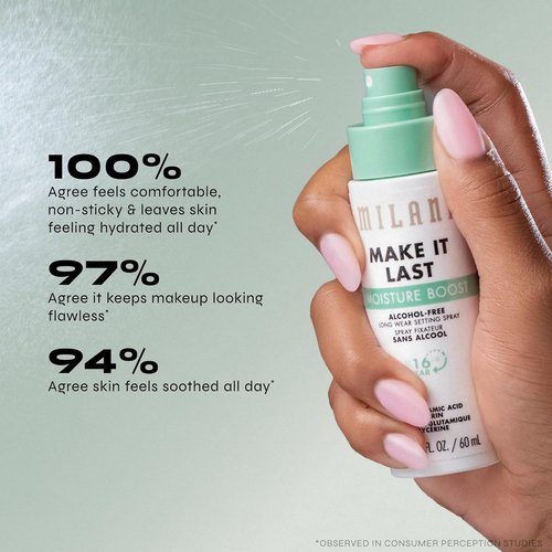 Milani Make It Last Moisture Boost Setting Spray - Alcohol-Free Waterproof Makeup Mist - Hydrating Formula for Sensitive Skin - 1 Count