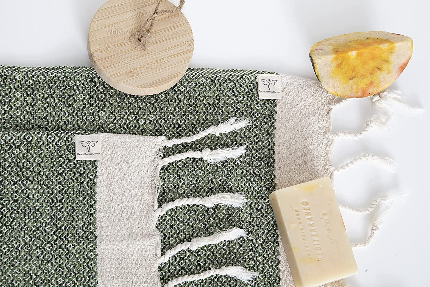 SMYRNA TURKISH COTTON Wash Cloths Pack of 6 | 12"x17" | Versatile Bath Towels for Bathroom, Hotel, SPA, Gym | Soft, Absorbent, Prewashed and Quick Dry Turkish Hand Towels, Army Green