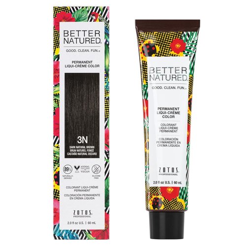 Better Natured Permanent 3N Dark Natural Brown Hair Color Dye - Vegan Formula for 100% Gray Coverage, Lasts 8 Weeks