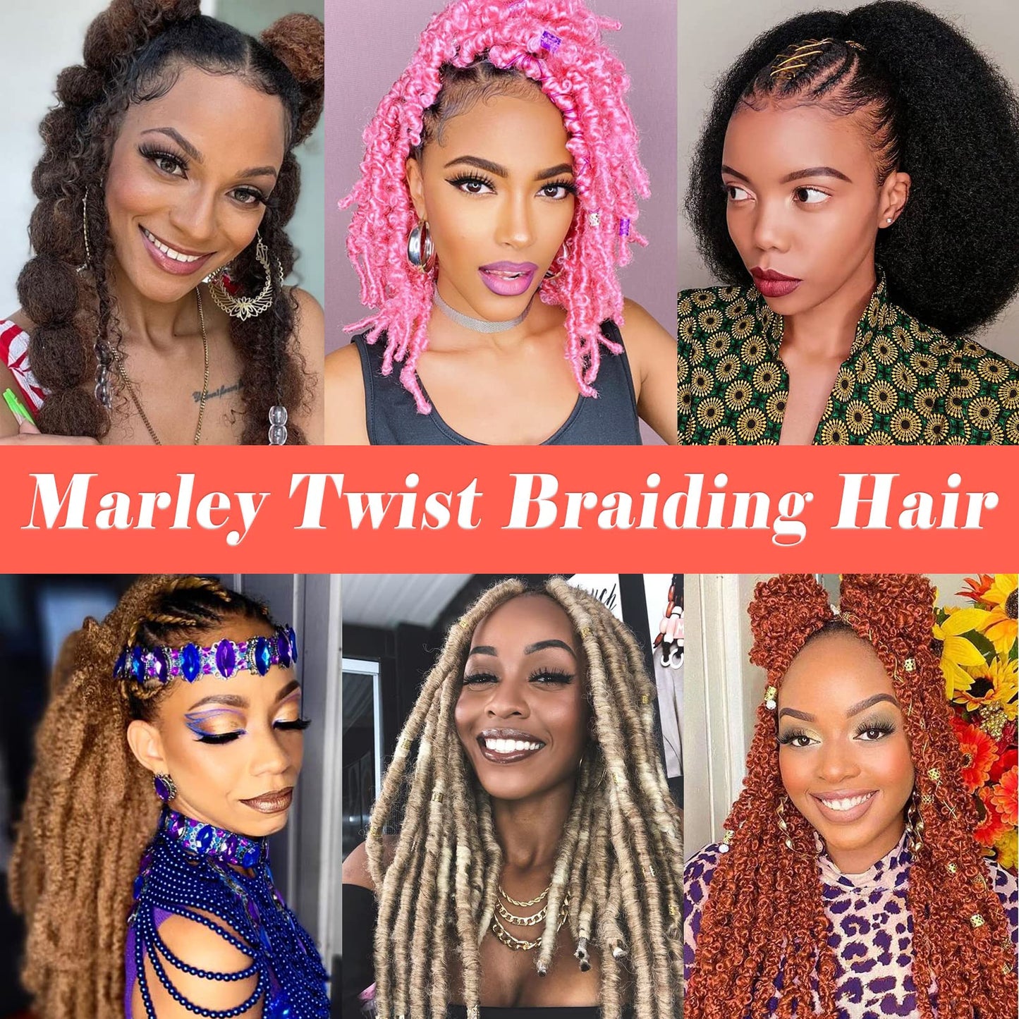 Marley Hair 12 Inch 7 Packs Pre Separated Springy Afro Twist Hair Marley Twist Braiding Hair for Faux Locs Crochet Hair Pre Fluffed Spring Twist Hair Synthetic Hair Extensions (12",1B)