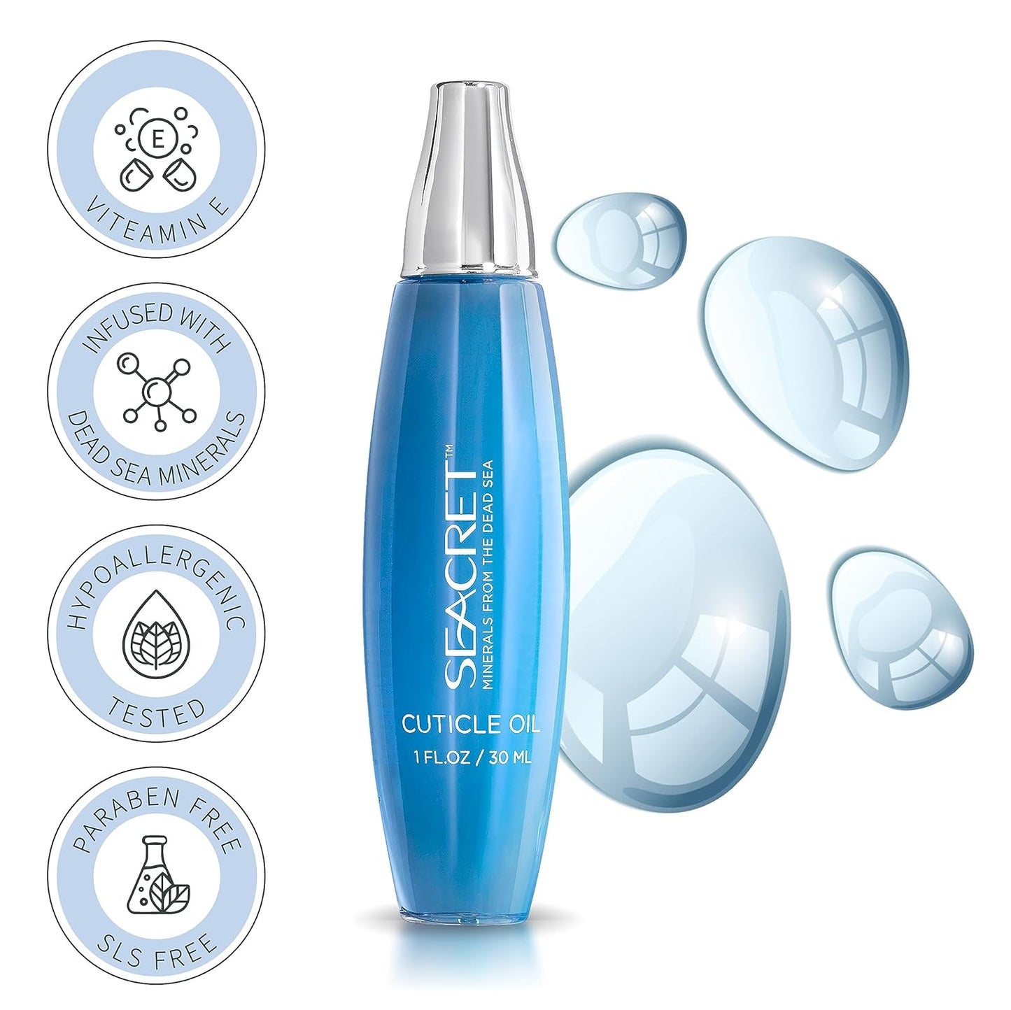 SEACRET Cuticle Oil - Fast-Absorbing Nail Treatment with Precision Dropper | Nourishing Dead Sea Minerals & Vitamin E