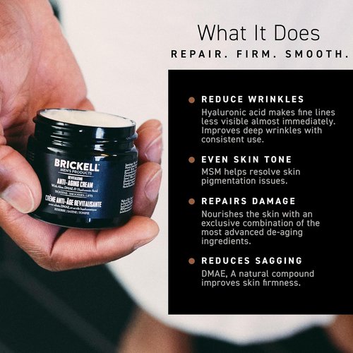 Brickell Men's Revitalizing Anti-Aging Cream - Natural Face Moisturizer to Reduce Fine Lines | 2 Ounce