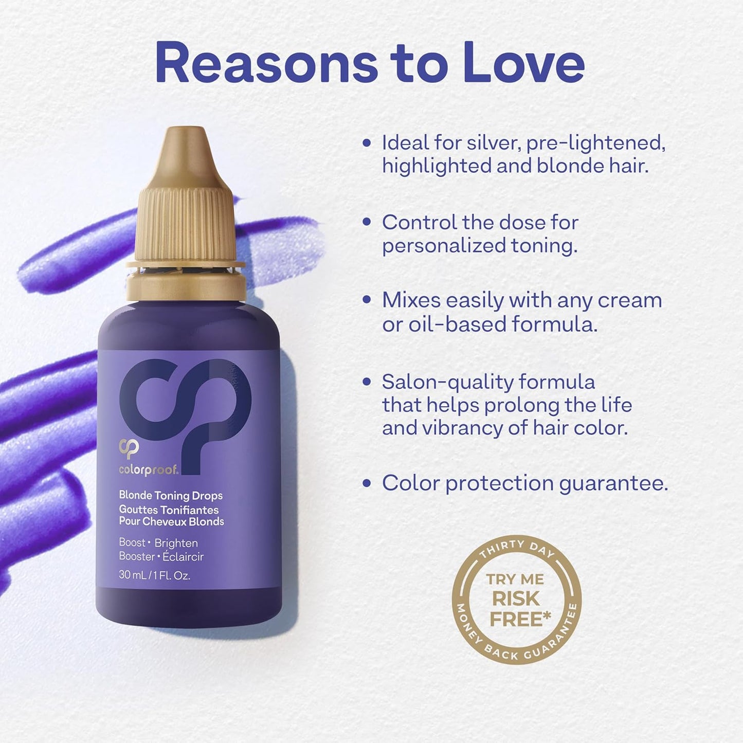 Colorproof Toning Drops - Highly Pigmented Toner for Blonde Hair | 1 Fl. Oz. with Citrus, Jasmine & Coconut Milk Scent