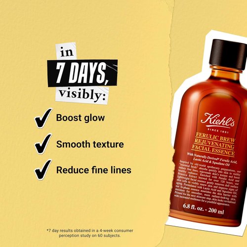 Kiehl's Ferulic Brew Antioxidant Facial Treatment - Lactic Acid Toner for Dull Skin | Boosts Glow & Smooths Texture