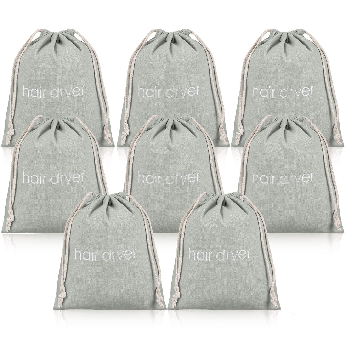 E&EY 3 | 6 | 8 Pack Hair Dryer Bags Drawstring Bag Container Hairdryer Bag for travel bathroom Light Grey (8 PCS)