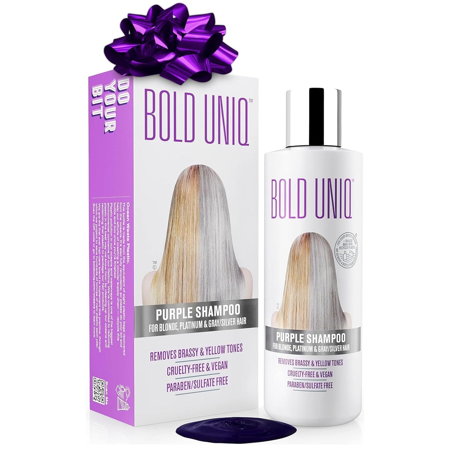 Bold Uniq Purple Shampoo - Eliminate Yellow Tones & Nourish Damaged Hair - Vegan & Sulfate-Free - 8 Fl Oz