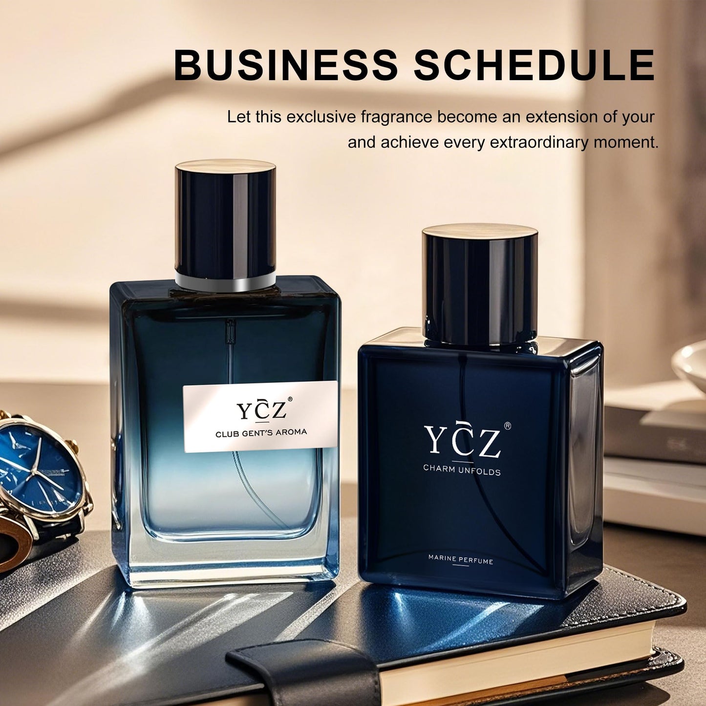 Ycz Eau de Parfum Ocean Club Perfume Set, 1.7oz Bottle Premium Men's Paefum, Long Lasting Woody Citrus Scent, is Perfect for Holiday Gifts, Dates, Everyday Life, and Parties, Christmas Gifts Ideal