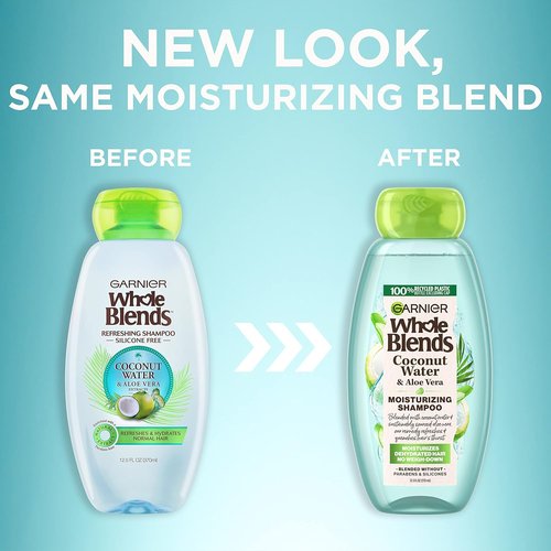 Garnier Whole Blends Coconut Water & Aloe Vera Shampoo - Refreshing Formula for Normal Hair | 28 Fl Oz