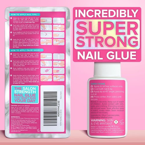 NYK1 NailBond - Super Strong Nail Glue for Press On Nails & Acrylics - Long Lasting, 8ml, Mess-Free Application