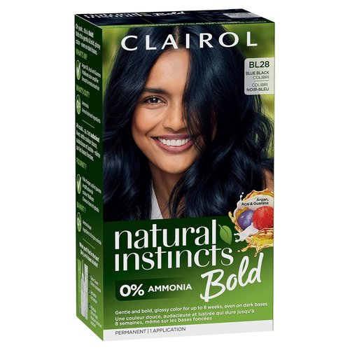 Clairol Natural Instincts Bold Hair Dye - BL28 Blue Black Color | Long-Lasting, Pack of 1