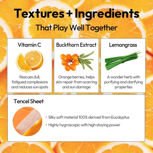 LAPCOS Vita C Sheet Mask - Daily Vitamin C Face Mask for Skin Renewal | 5-Pack Korean Beauty Essential