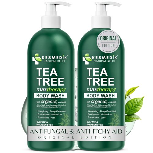 KESMEDIK Tea Tree Body Wash - MaxTherapy Itchy Skin Relief Soap for Men & Women | 2-Pack, Original Edition
