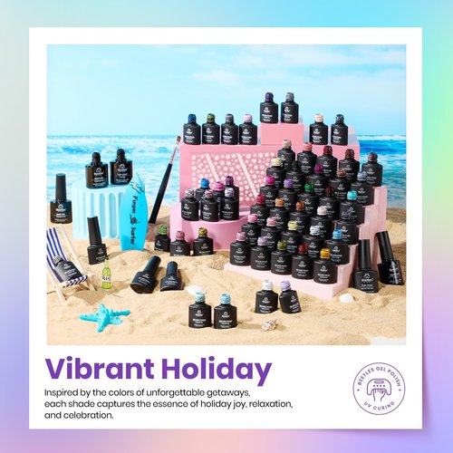 Beetles Spring Gel Nail Polish Set - Vibrarnt Holiday 55 Colors Gel Polish Kit with 5 Pcs Base Glossy Matte Top Coat UV LED Soak off Nail Polish Red Brown Pink Green Blue Easter Gifts for Women