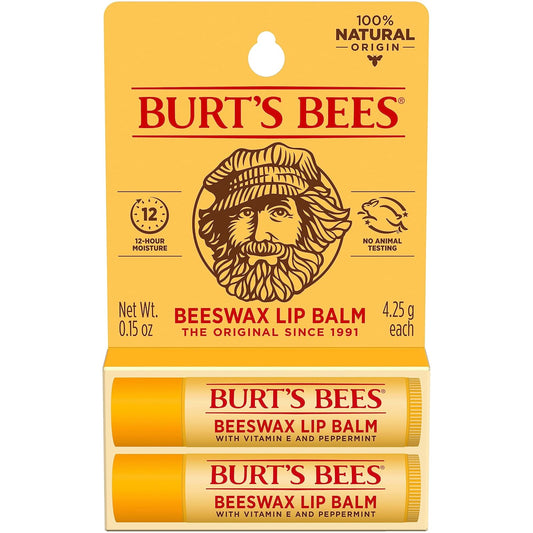 Burt's Bees Lip Balm - Original Beeswax Moisturizer | Natural Conditioning Treatment, 2 Tubes, 0.15 oz