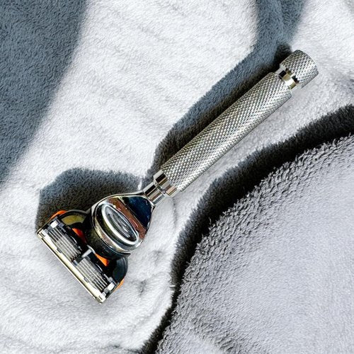 Parker 5-Blade Razor Handle - Compatible with Gillette® Fusion® Cartridges | Weighted Metal Design for Smooth, Tug-Free Shaving