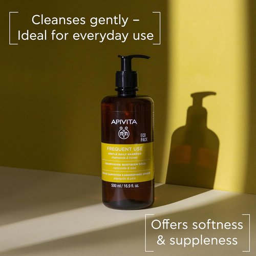 APIVITA Gentle Daily Shampoo - Hydrates & Soothes with Chamomile & Honey | Silicone-Free, 500 mL / 16.9 oz