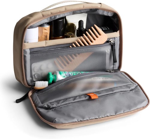 Bellroy Hanging Toiletry Kit - 3L Travel Toiletry Bag for Men & Women | Stylish Stone Color