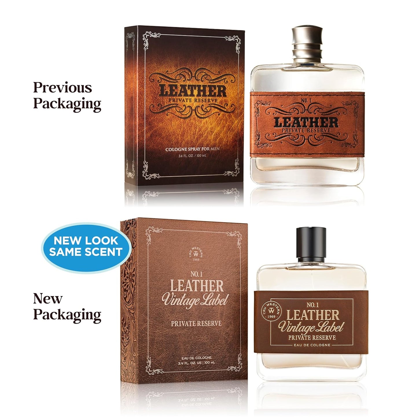 Tru Western Leather Men's Cologne - Private Reserve, 3.4 fl oz | Masculine, Woodsy, Leathery Fragrance
