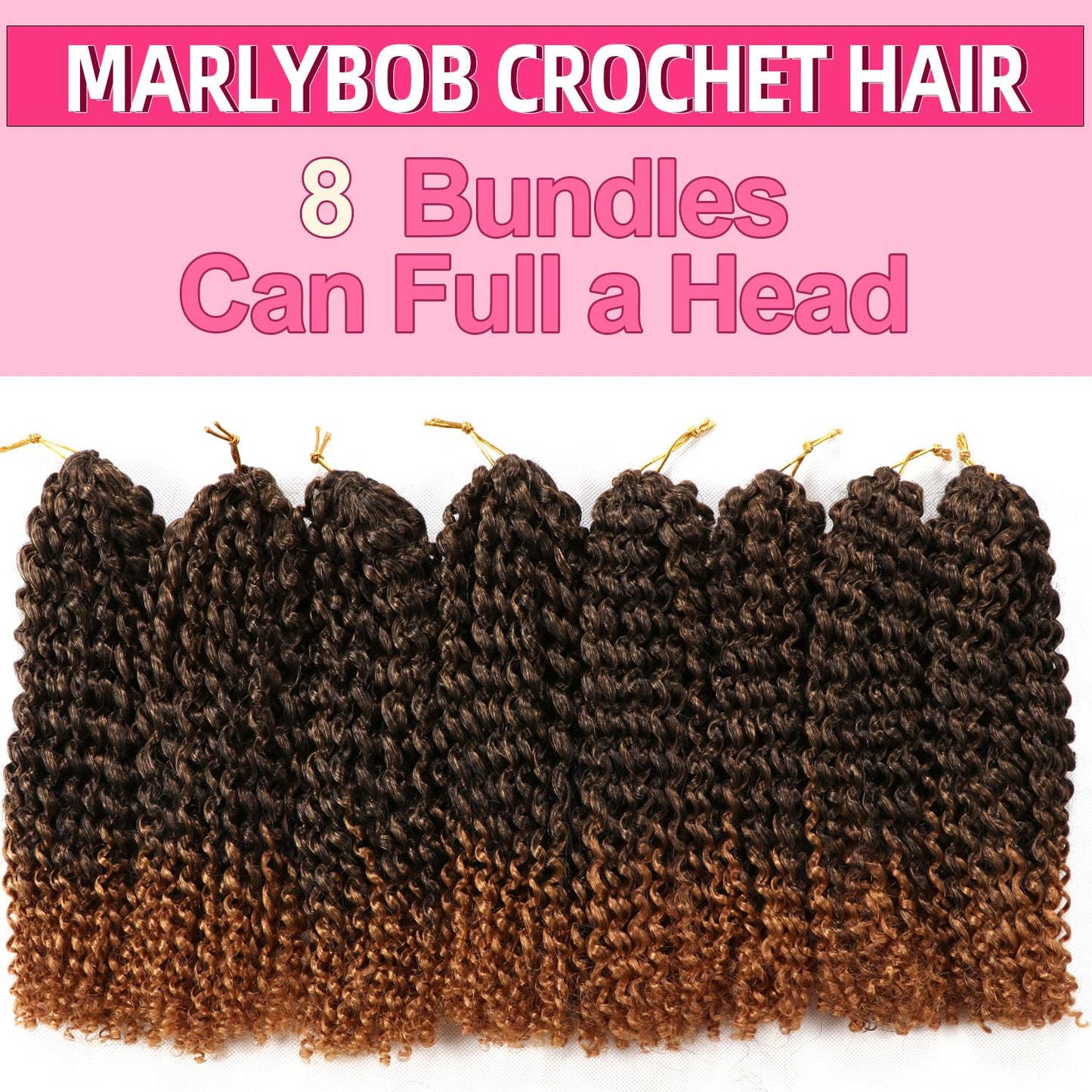 Lifabeauty 10 Inch Short Passion Twist Hair Marlybob Crochet Hair 8 Small Bundles Kinky Curly Crochet Hair Short Crochet Braids Jerry Crochet Hair Kinky Twist Crochet Hair (8Bundles10 Inch, 1B/27#)