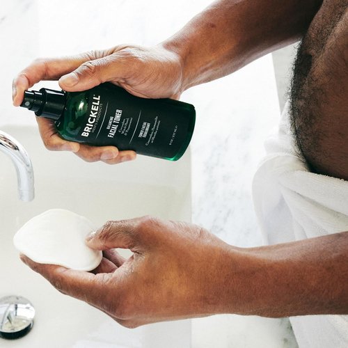 Brickell Men's Daily Elite Face Care Routine - Toner, Gel Wash, Scrub, Night Cream & More | Natural & Organic