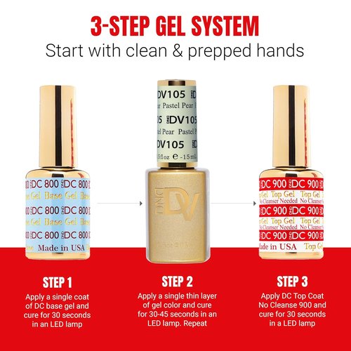 DND Gel Polish Coquette Collection - UV/LED Gel & Air Dry Nail Lacquer Duo, 105 Pastel Pear, 0.5 Fl Oz