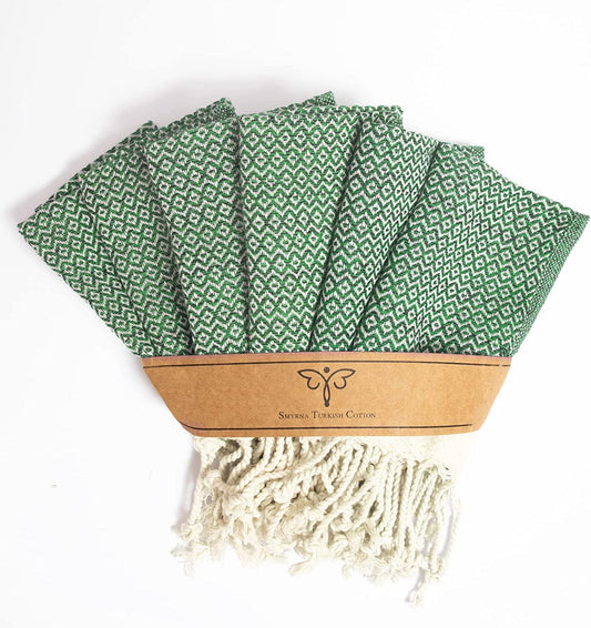 SMYRNA TURKISH COTTON Wash Cloths Pack of 6 | 12"x17" | Versatile Bath Towels for Bathroom, Hotel, SPA, Gym | Soft, Absorbent, Prewashed and Quick Dry Turkish Hand Towels, Army Green