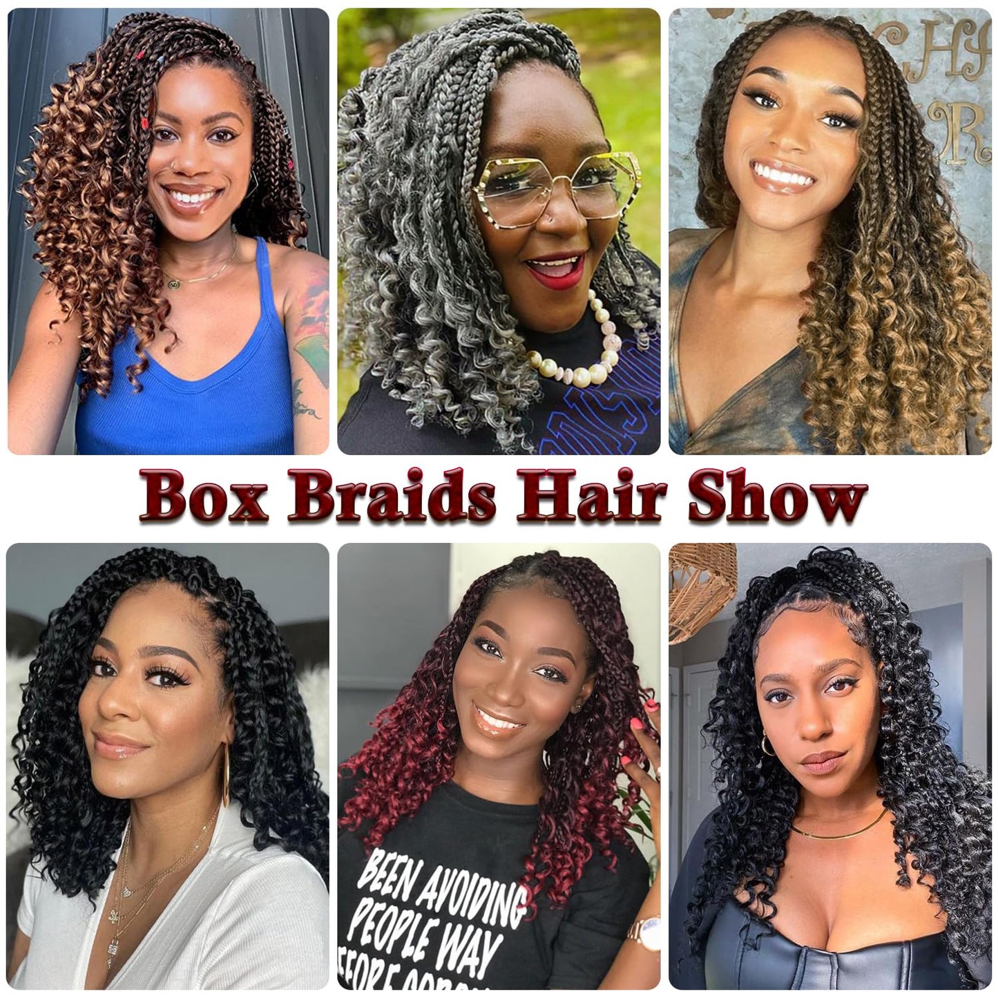 Grey Crochet Hair for Black Women 14 Inch 7 Packs Boho Box Braids Crochet Hair Pre Twisted Twist Crochet Hair Synthetic Crochet Hair with Curly Ends Goddess Braiding Hair(14 Inch, 7Packs, Gray)