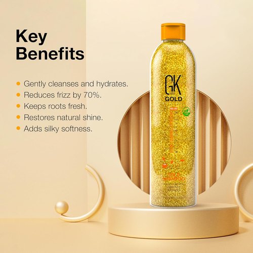 GK HAIR Gold Shampoo - Hydrating Hair Cleanser with Aloe Vera & Shea Butter | 8.5 Oz for Frizz Control & Shine