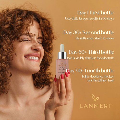Lanmeri Vegan Hair Growth Serum - Natural Scalp Treatment for Thinning Hair | Fuller, Thicker Hair in 90 Days