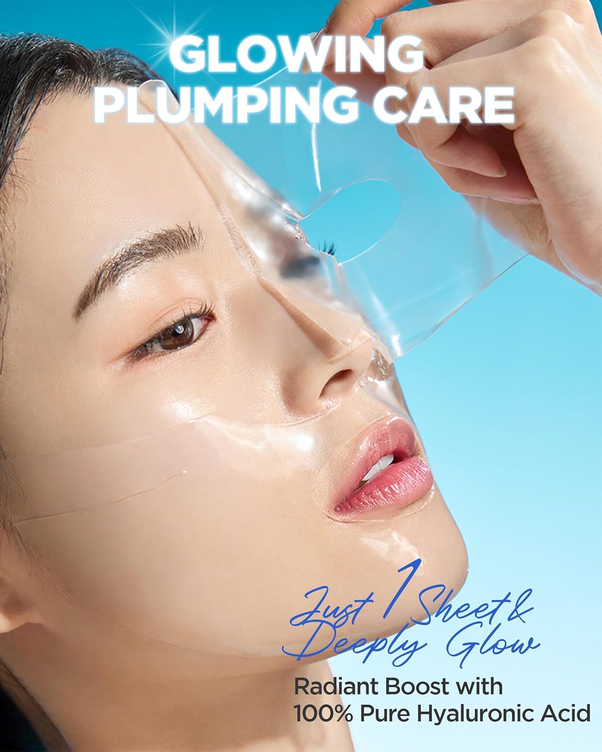 WELLAGE Real Hyaluronic Glow Booster Hydrogel Face Sheet Mask - Overnight Moisture & Radiance | 5 Sheets