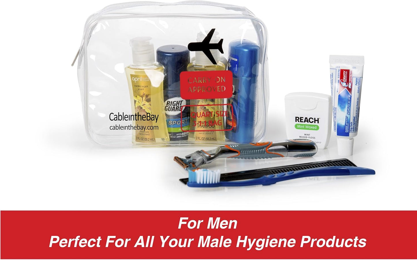 Skiennix TSA Approved Clear Travel Toiletry Bag - Quart Sized Zippered 3-1-1 Kit for Men & Women