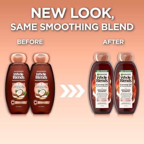 Garnier Whole Blends Coconut Oil & Cocoa Butter Smoothing Shampoo - Frizz Control, 22 Fl Oz, 2 Count