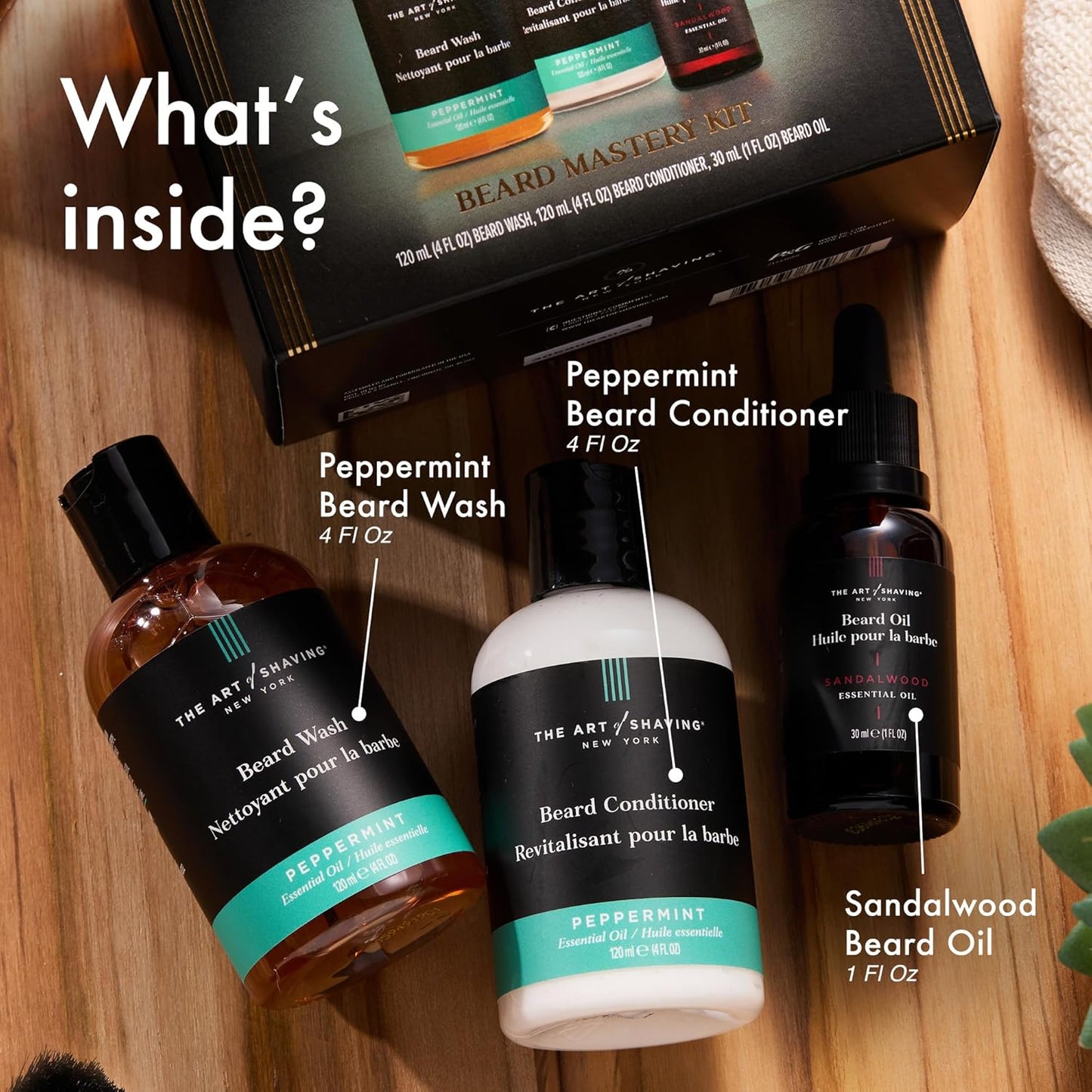 The Art of Shaving Beard Prep Kit | 4oz Peppermint Wash & Conditioner + 1oz Sandalwood Oil