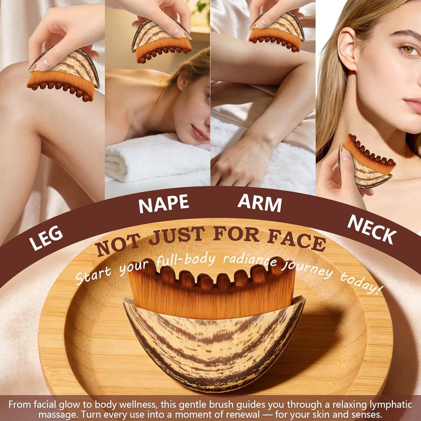 Skiennix Lymphatic Contour Face Brush - De-Puffing Massager for Chin & Neck | Smooth Skin & Firming