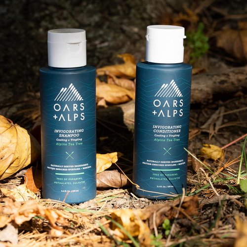 Oars + Alps Hair and Body Travel Kit for Men - TSA-Friendly, Sulfate-Free Shampoo, Conditioner & Deodorant | Alpine Tea Tree Scent