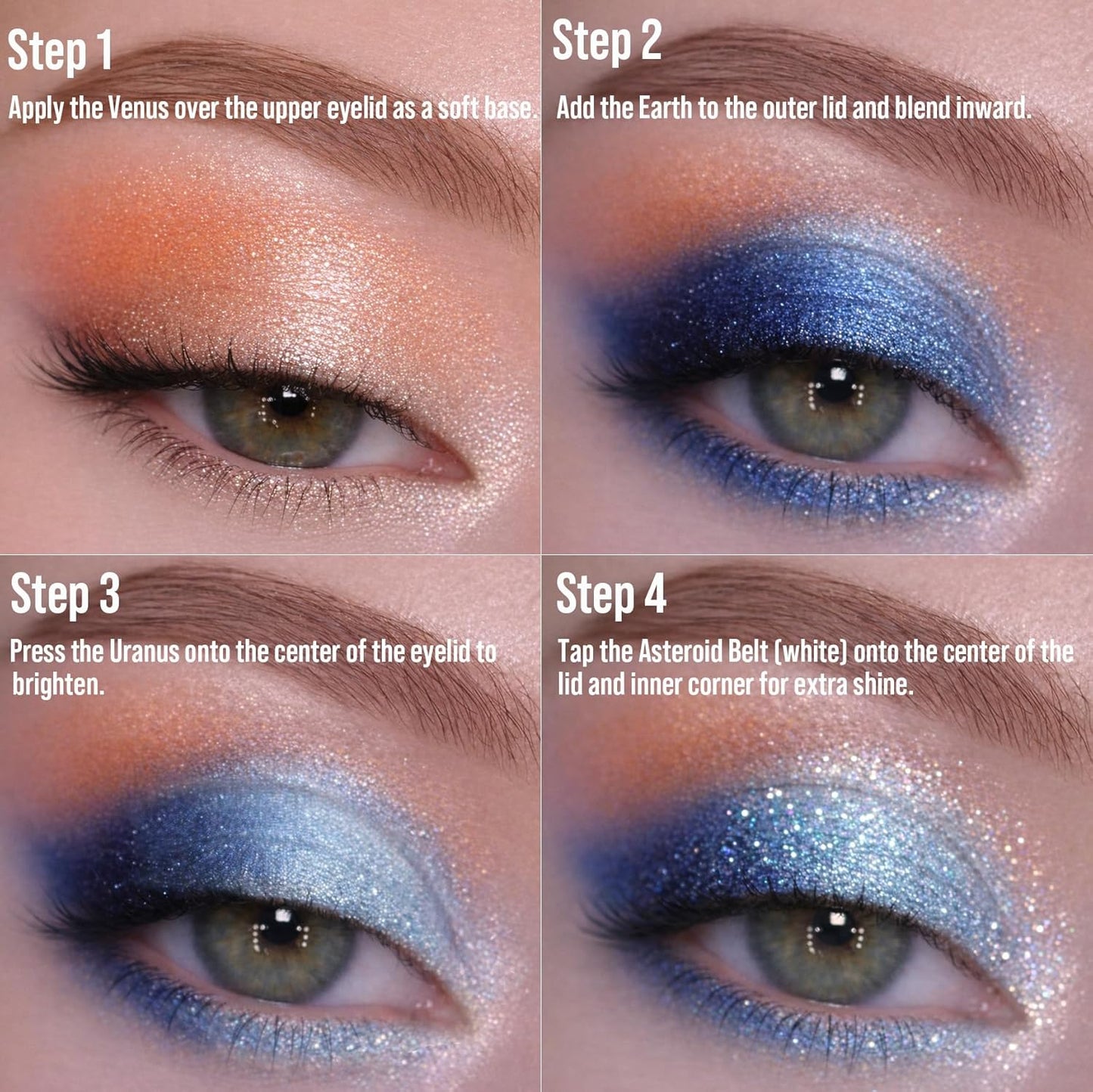 Galactic Assemble Eyeshadow Palette - 14 High-Pigment Shimmer & Metallic Shades | Solar System Design