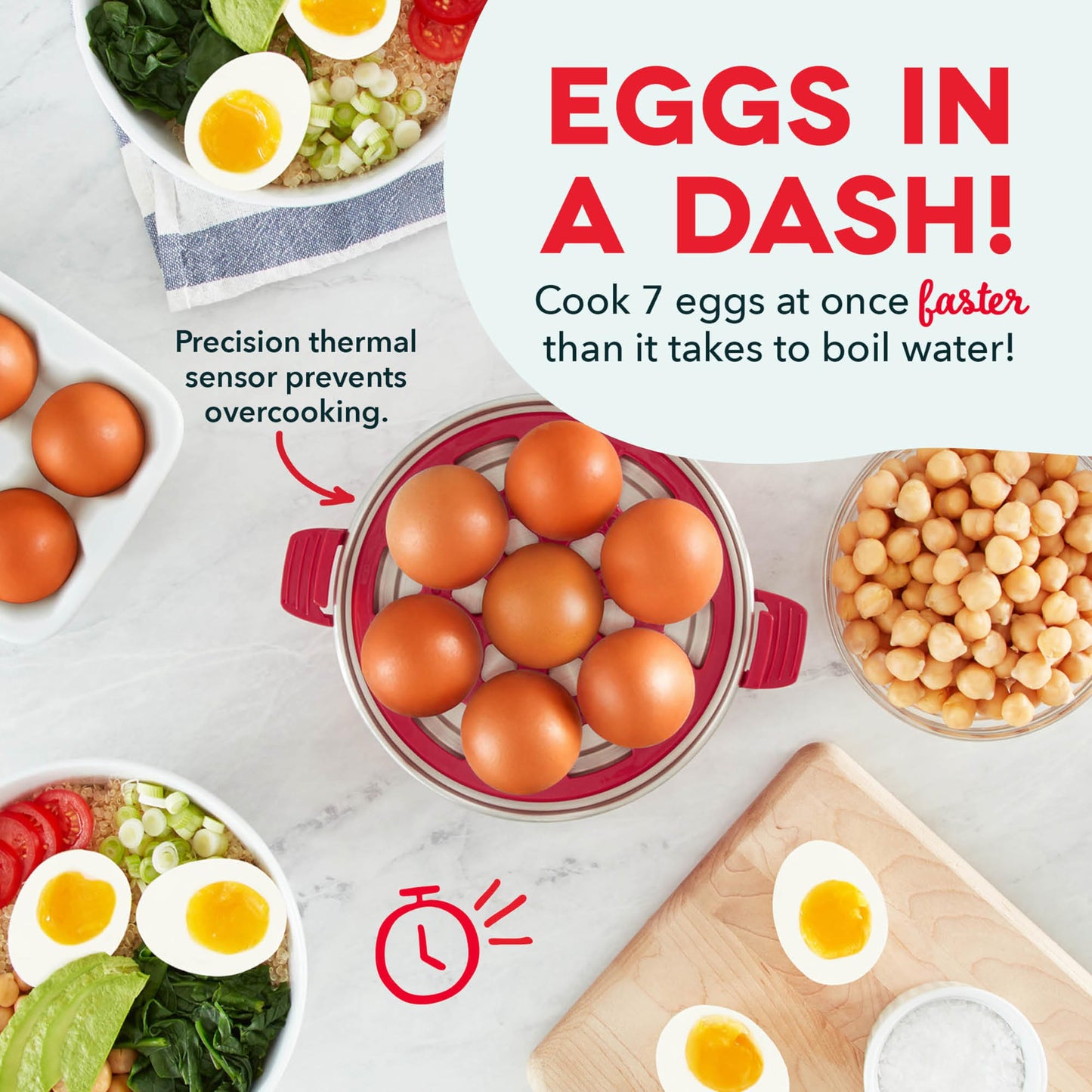 Dash Rapid Egg Cooker - Boiler, Poacher & Steamer - Includes Measuring & Recipe Guide - Dishwasher Safe - Holds 7 Eggs, Black