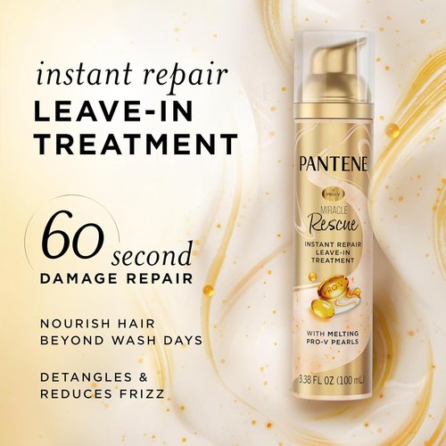 Pantene Miracle Rescue Leave-In Treatment - Pro-V Pearls for Instant Damage Repair | 3.38 oz