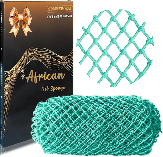 SPMKTBOZAI African Net Sponge - Authentic Exfoliating Bath Scrubber | Mint Green Body Exfoliator